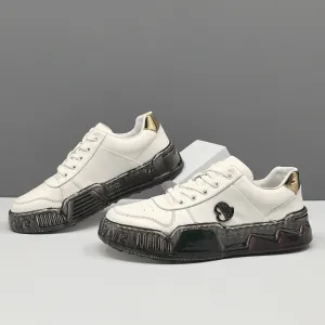 Men Stylish Leather Flat Casual Sneakers