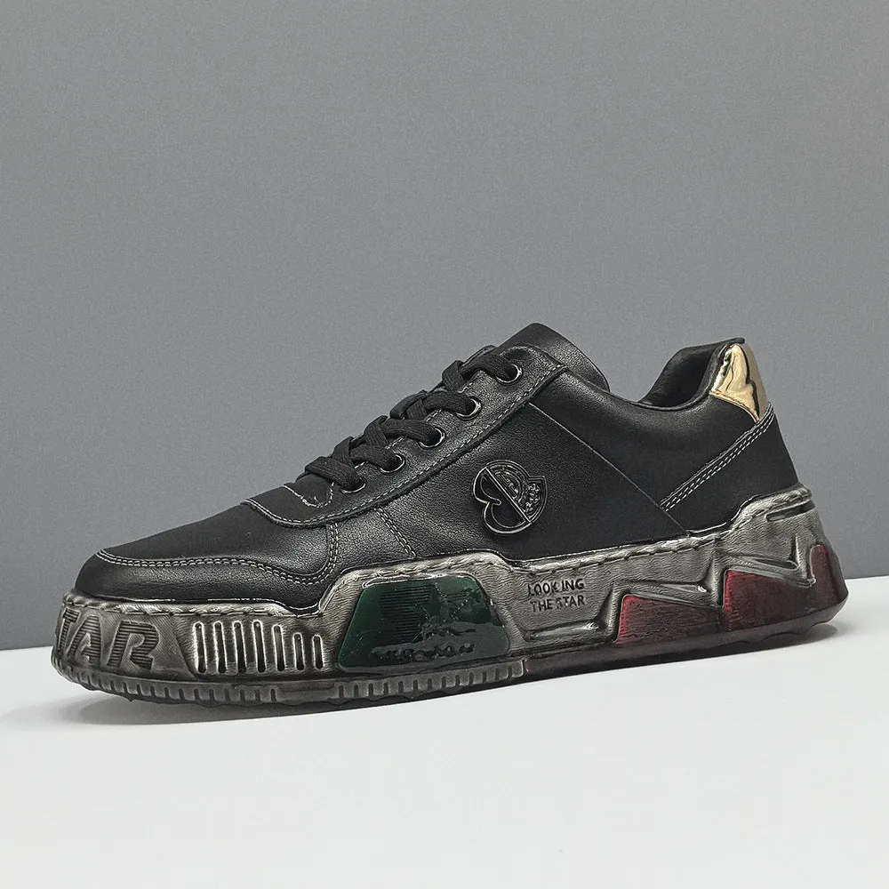 Men Stylish Leather Flat Casual Sneakers