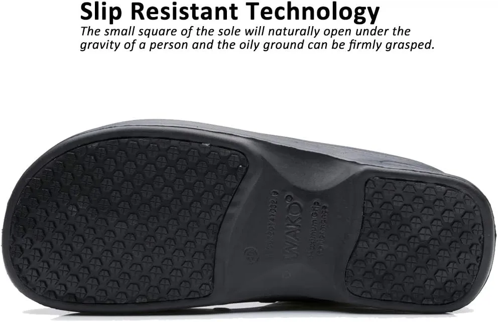 Men Women Kitchen Chef Work Shoes Nurse Slip-On Comfortable Clog Waterproof Non-Slip Shoes for Restaurant or Garden