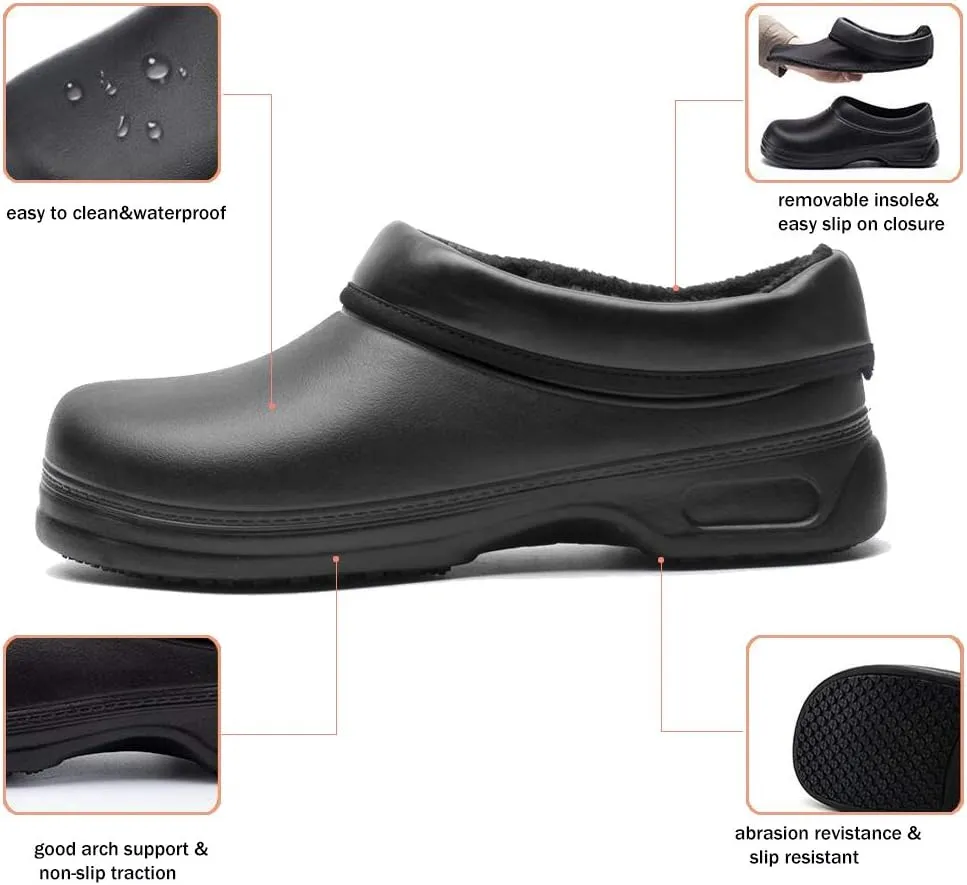 Men Women Kitchen Chef Work Shoes Nurse Slip-On Comfortable Clog Waterproof Non-Slip Shoes for Restaurant or Garden