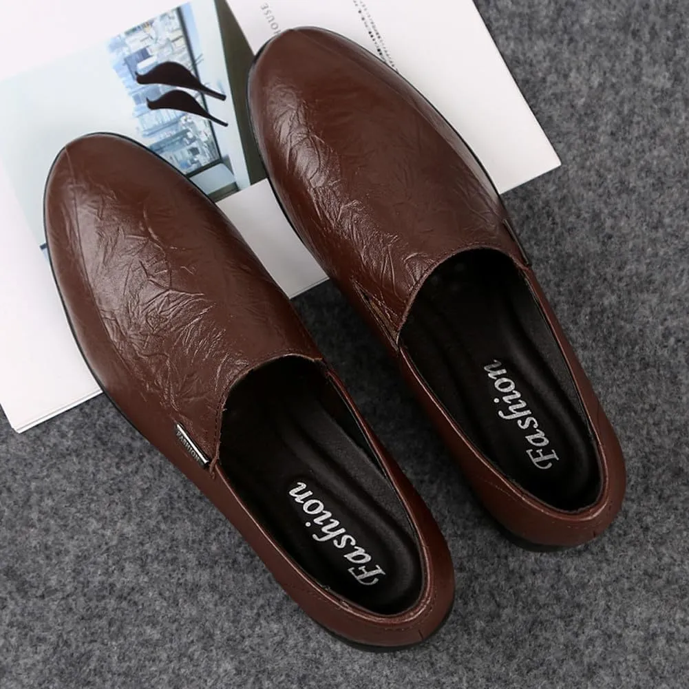 Men's Casual Genuine Leather Slip On Soft Driving Walking Shoes Penny Loafer Flats Shoes