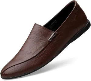 Men's Casual Genuine Leather Slip On Soft Driving Walking Shoes Penny Loafer Flats Shoes