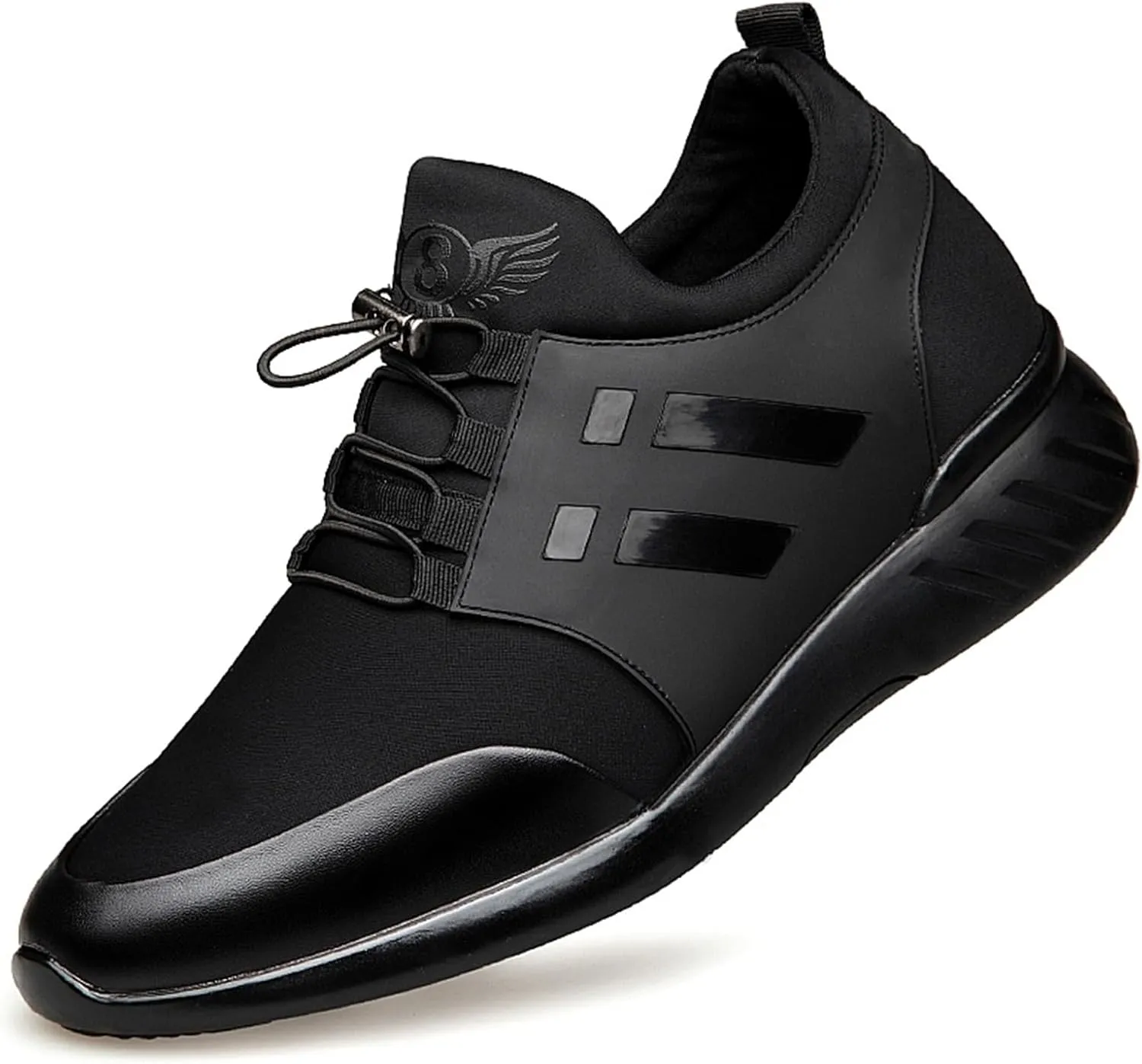 Mens Casual Leather Shoes Slip on Fashion Comfortable Elevator Dress Sneakers Shoes for Men Black Business Walking Shoes