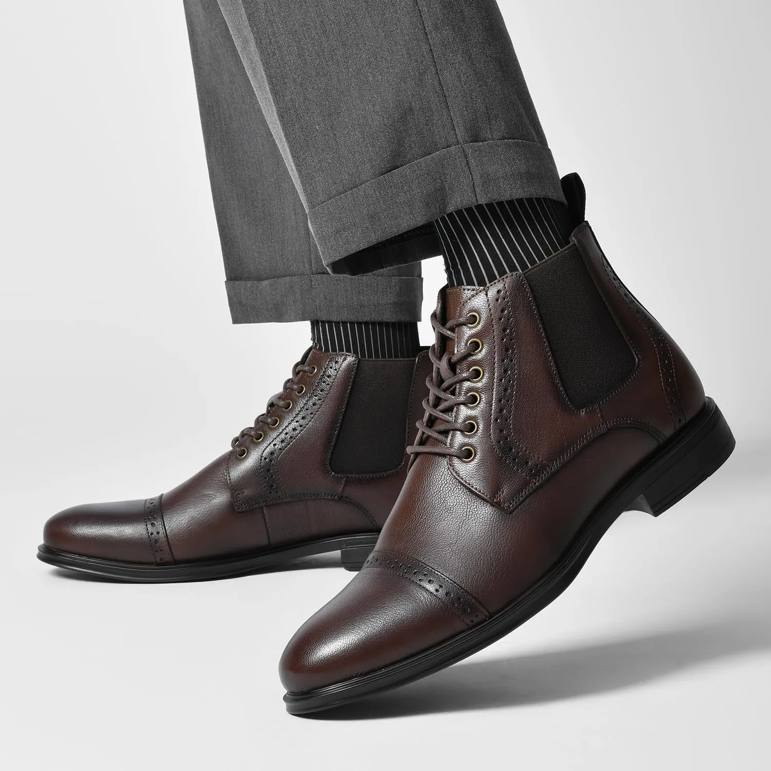 Men's Chelsea Dress Boots Comfortable Leather Slip On Ankle Boots For Casual & Formal Occasions