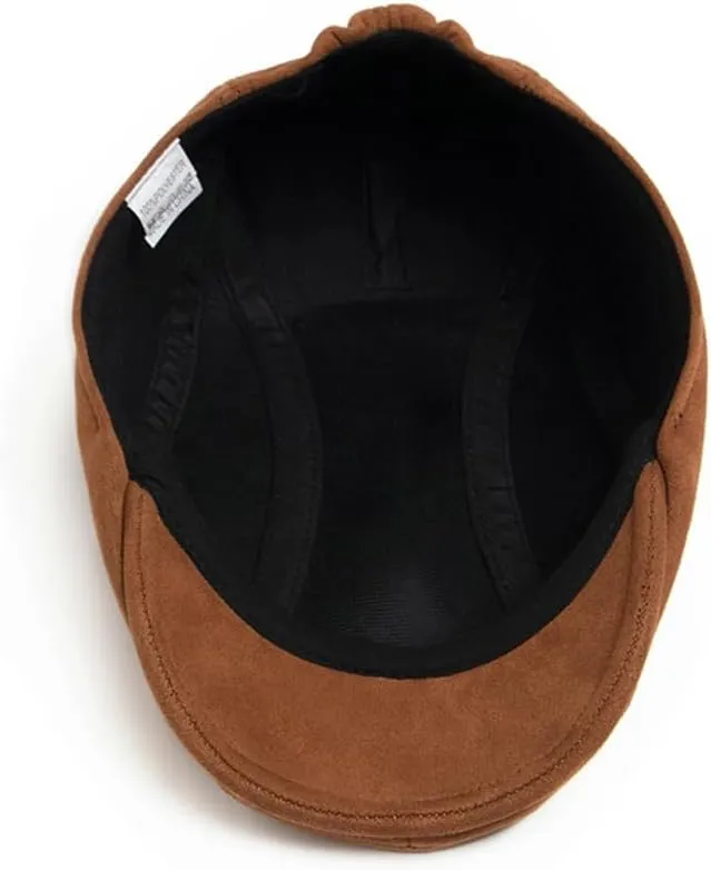 Men's Classic Newsboy Hat, Stylish Suede Beret, Vintage Casual Front Hat Stretch Head Around Ivy Flat Cap Gatsby Cabbie Hat