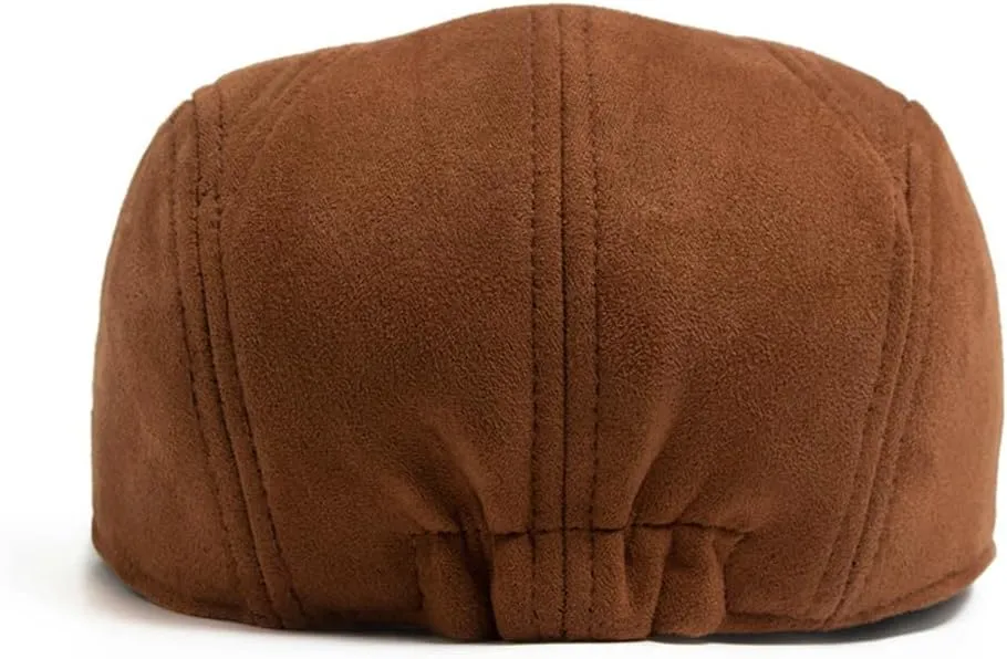 Men's Classic Newsboy Hat, Stylish Suede Beret, Vintage Casual Front Hat Stretch Head Around Ivy Flat Cap Gatsby Cabbie Hat