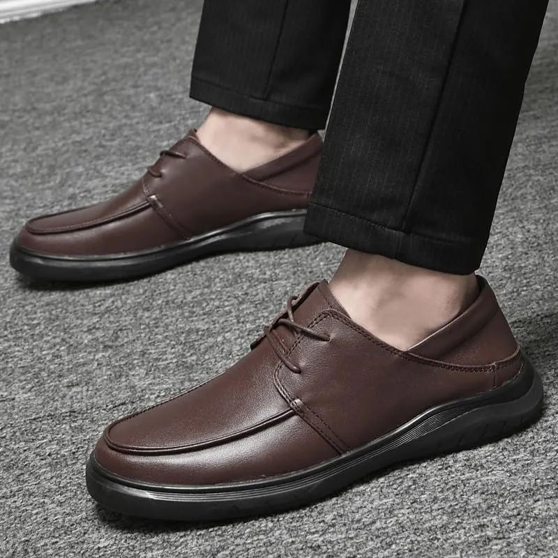 Men's Comfortable Leather Oxford Dress Shoes - Stylish Lace-Up Formal Sneakers for Business, Weddings & Casual Events