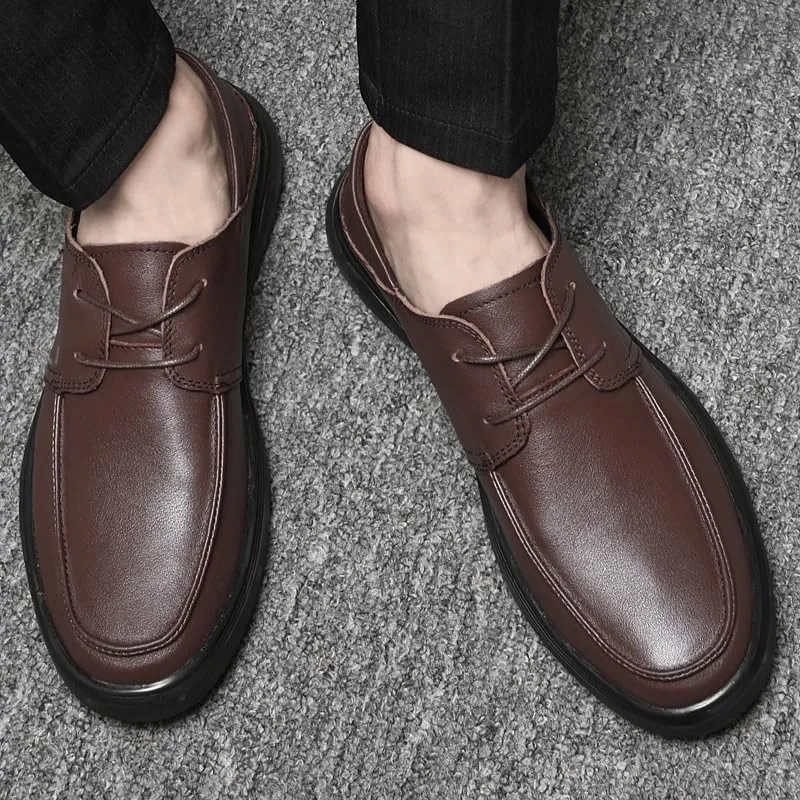 Men's Comfortable Leather Oxford Dress Shoes - Stylish Lace-Up Formal Sneakers for Business, Weddings & Casual Events