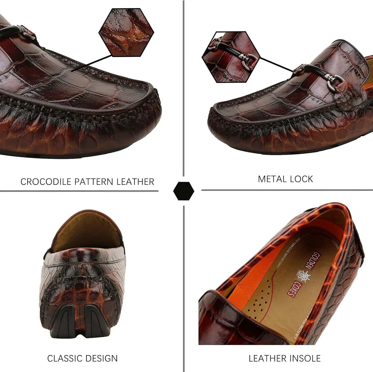 Mens Genuine Leather Slip On Loafers Comfortable Casual Driving Moccasins Brathable Loafer Dress Shoes…