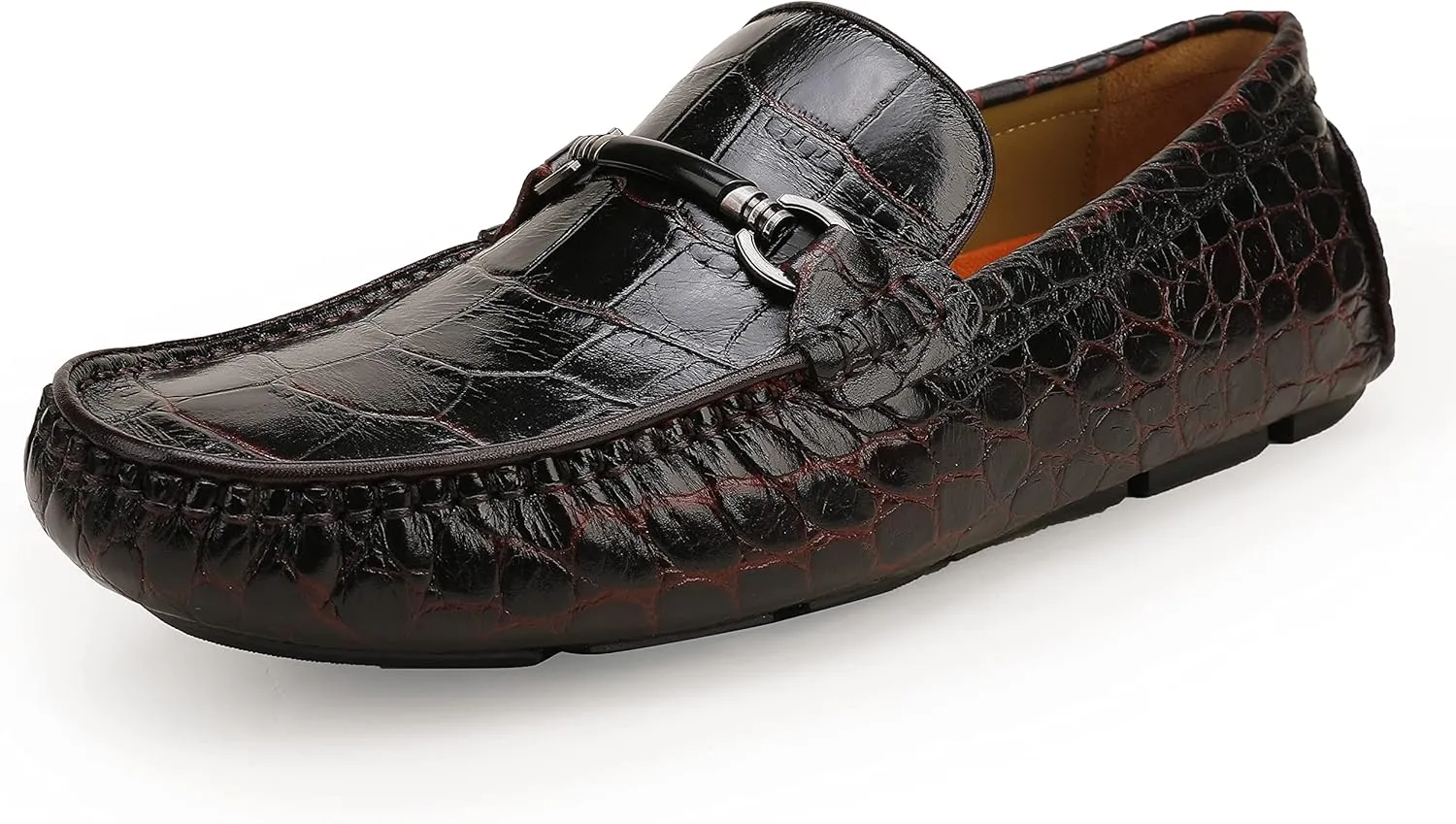 Mens Genuine Leather Slip On Loafers Comfortable Casual Driving Moccasins Brathable Loafer Dress Shoes…