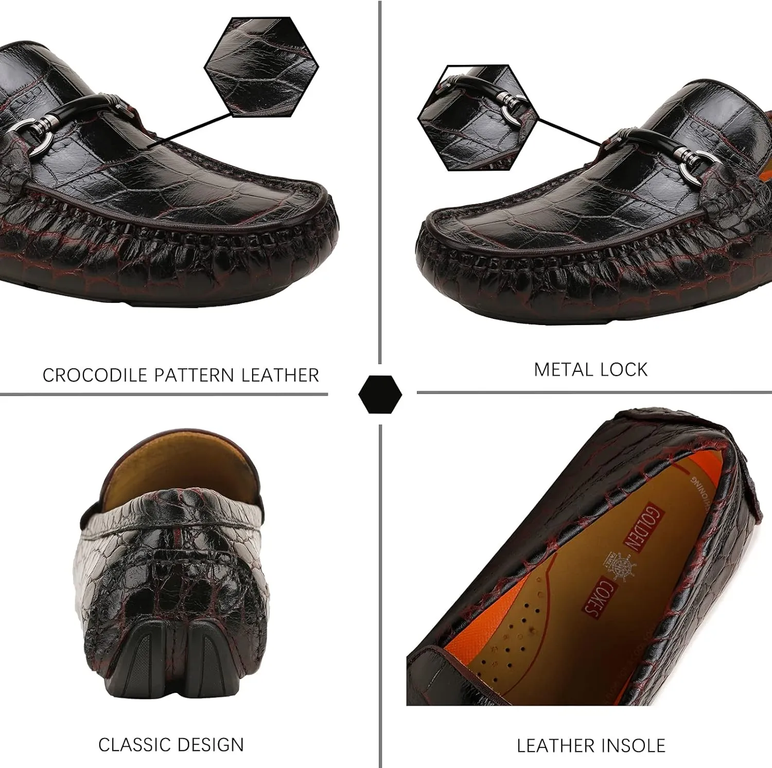 Mens Genuine Leather Slip On Loafers Comfortable Casual Driving Moccasins Brathable Loafer Dress Shoes…