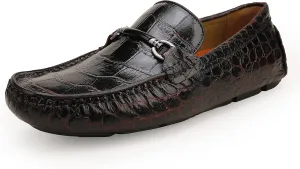 Mens Genuine Leather Slip On Loafers Comfortable Casual Driving Moccasins Brathable Loafer Dress Shoes…