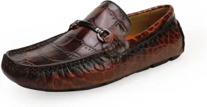 Mens Genuine Leather Slip On Loafers Comfortable Casual Driving Moccasins Brathable Loafer Dress Shoes…