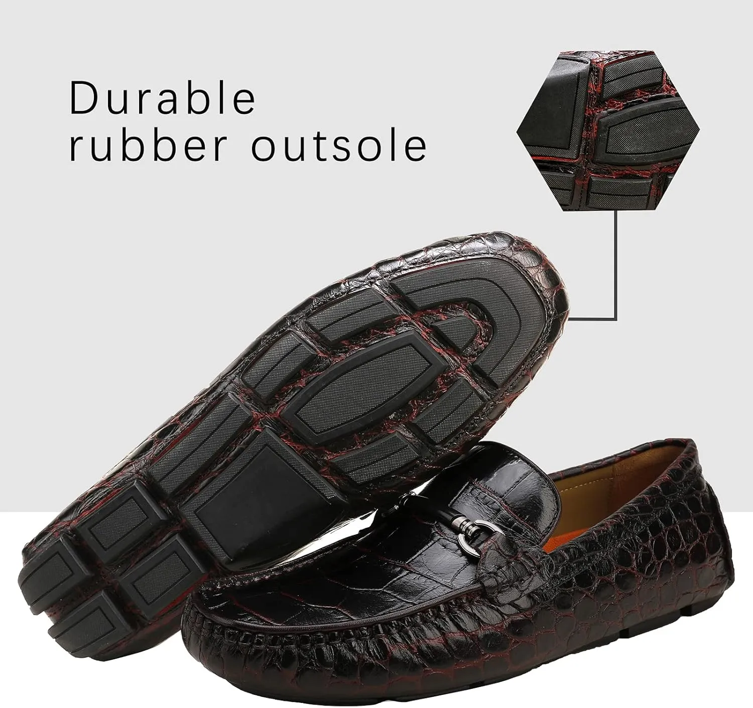 Mens Genuine Leather Slip On Loafers Comfortable Casual Driving Moccasins Brathable Loafer Dress Shoes…
