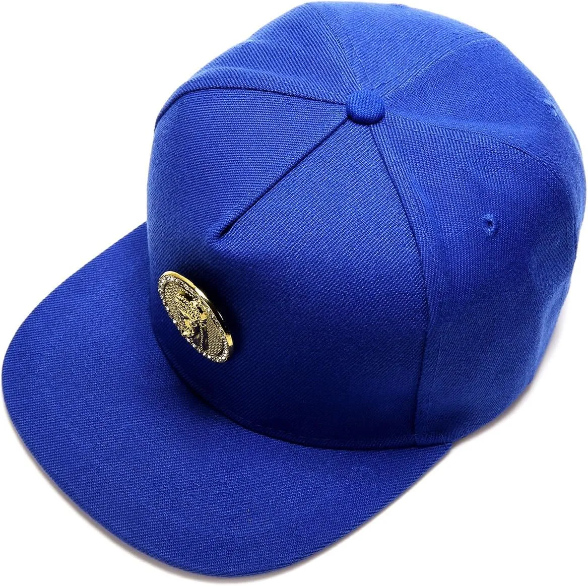 Men's Golden Jesus Hip Hop Flat Brimmed Hat Flat Brim hat Luxury Snapback Baseball Cap with Gold Medallion, Black