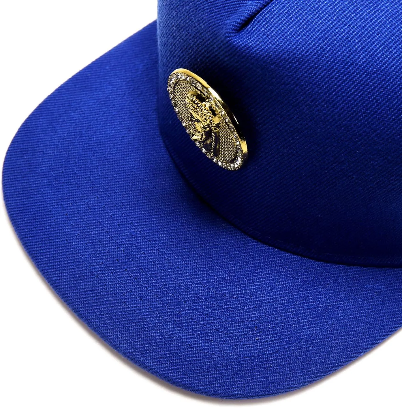 Men's Golden Jesus Hip Hop Flat Brimmed Hat Flat Brim hat Luxury Snapback Baseball Cap with Gold Medallion, Black
