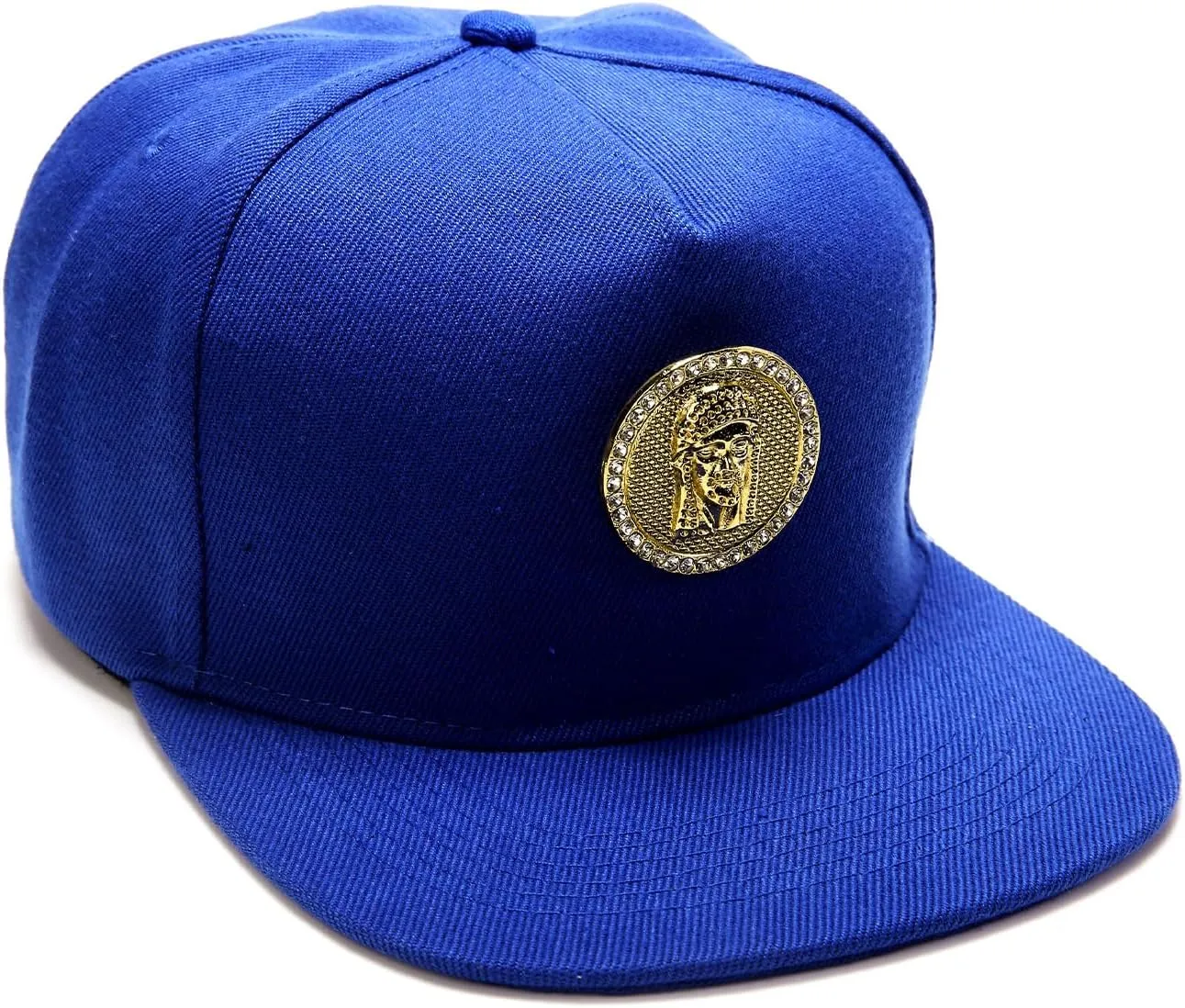 Men's Golden Jesus Hip Hop Flat Brimmed Hat Flat Brim hat Luxury Snapback Baseball Cap with Gold Medallion, Black