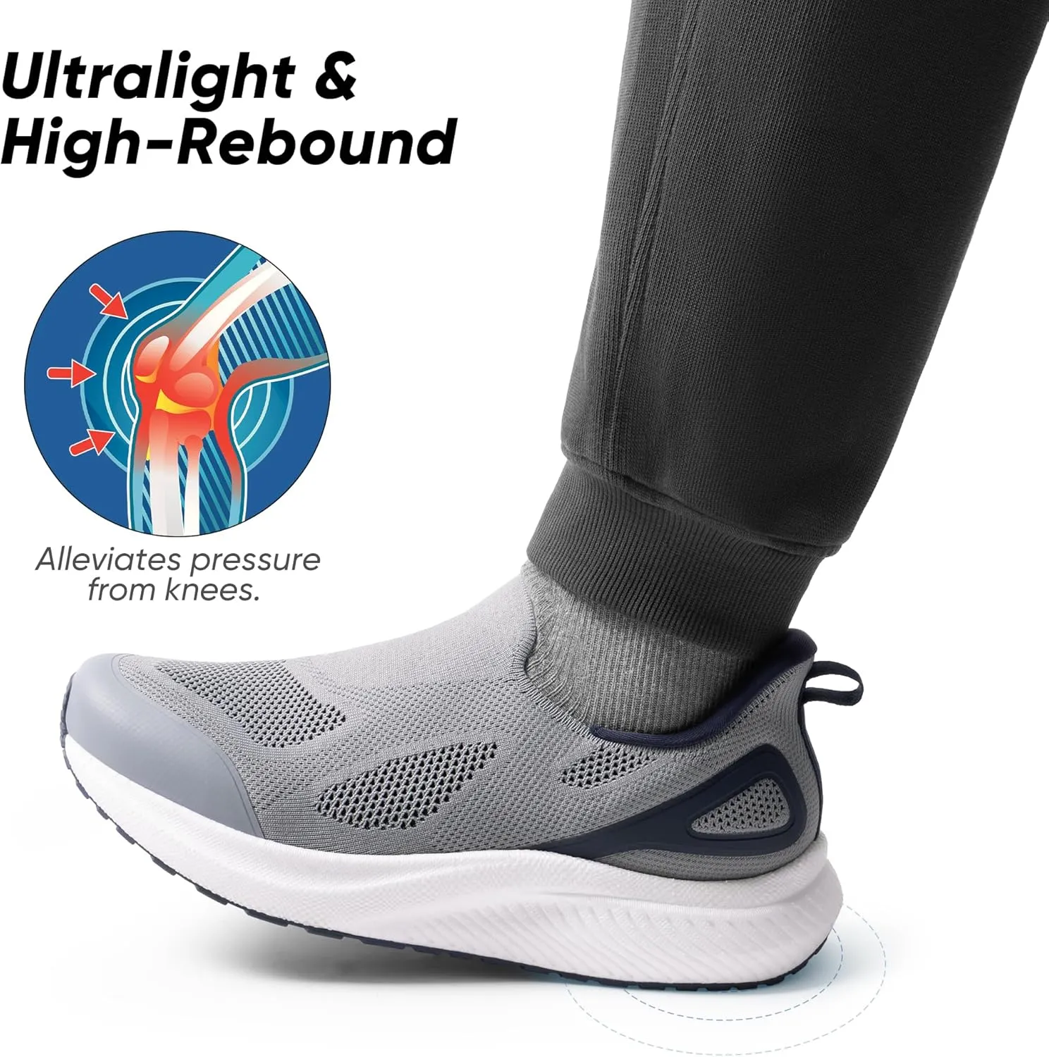 Men's Hands-Free Slip On Walking Shoes Laceless Comfortable Tennis Sneakers