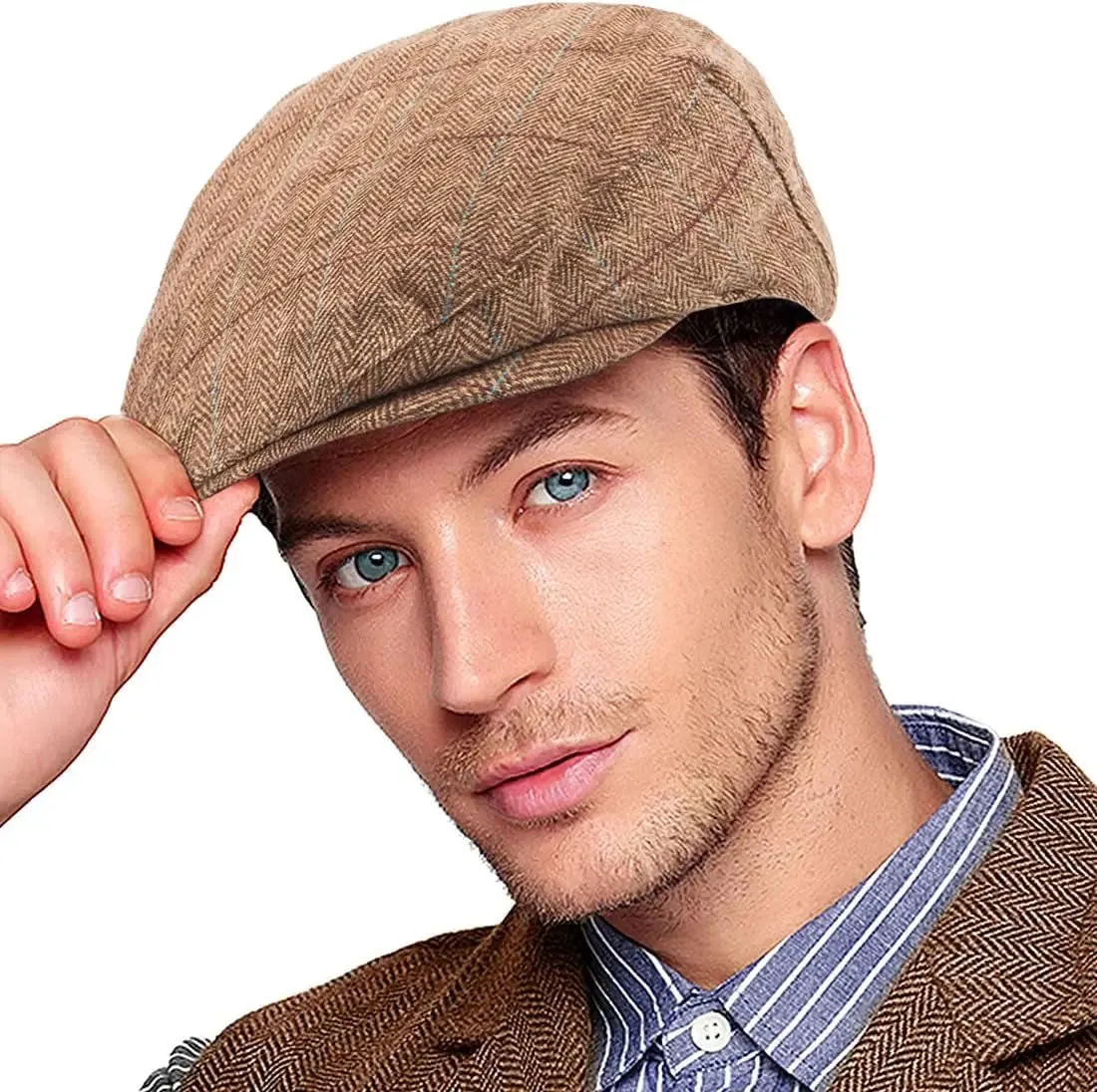 Men's Herringbone Flat Ivy Newsboy Cap