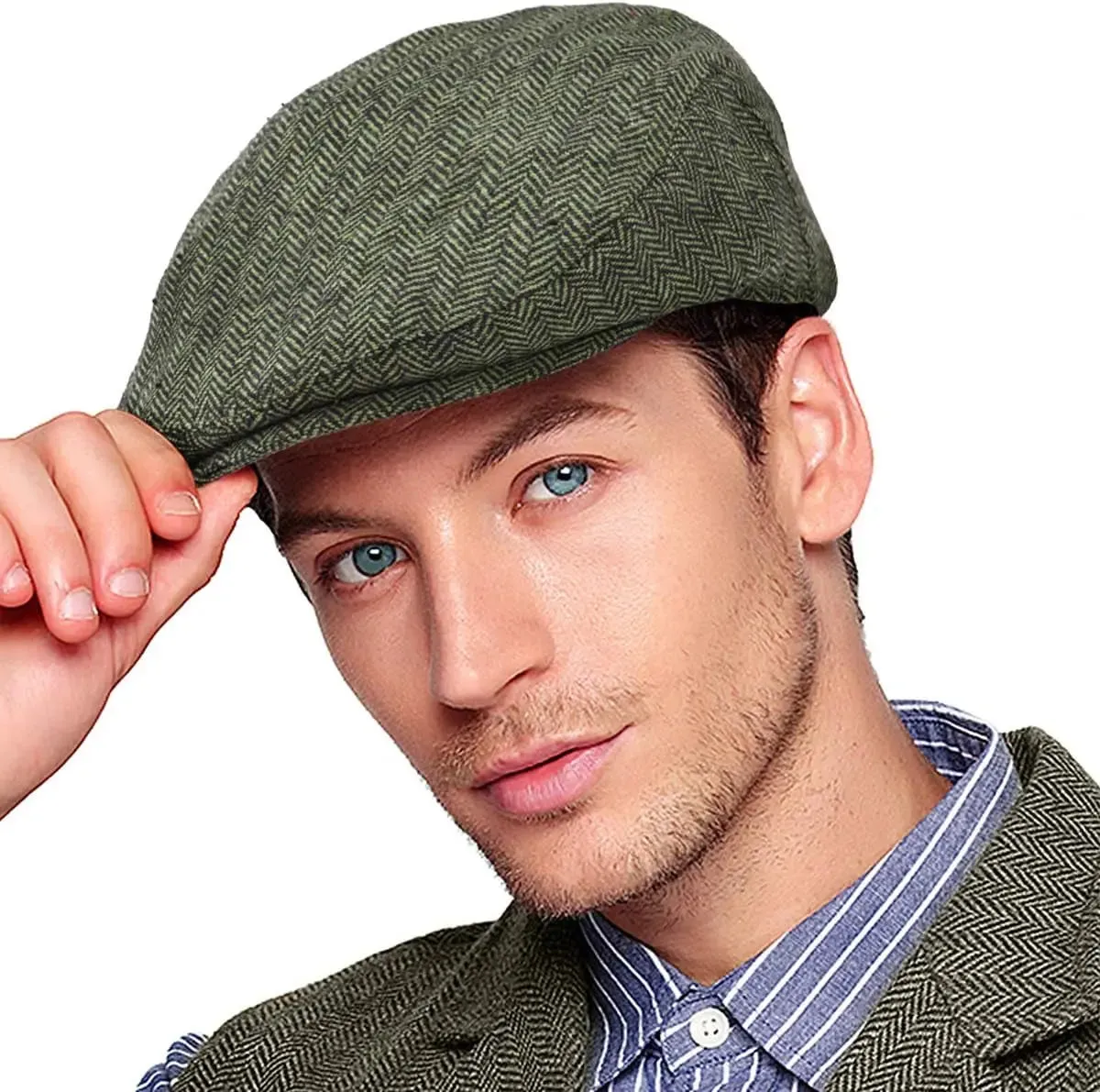 Men's Herringbone Flat Ivy Newsboy Cap