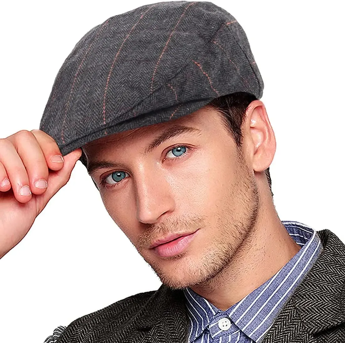 Men's Herringbone Flat Ivy Newsboy Cap