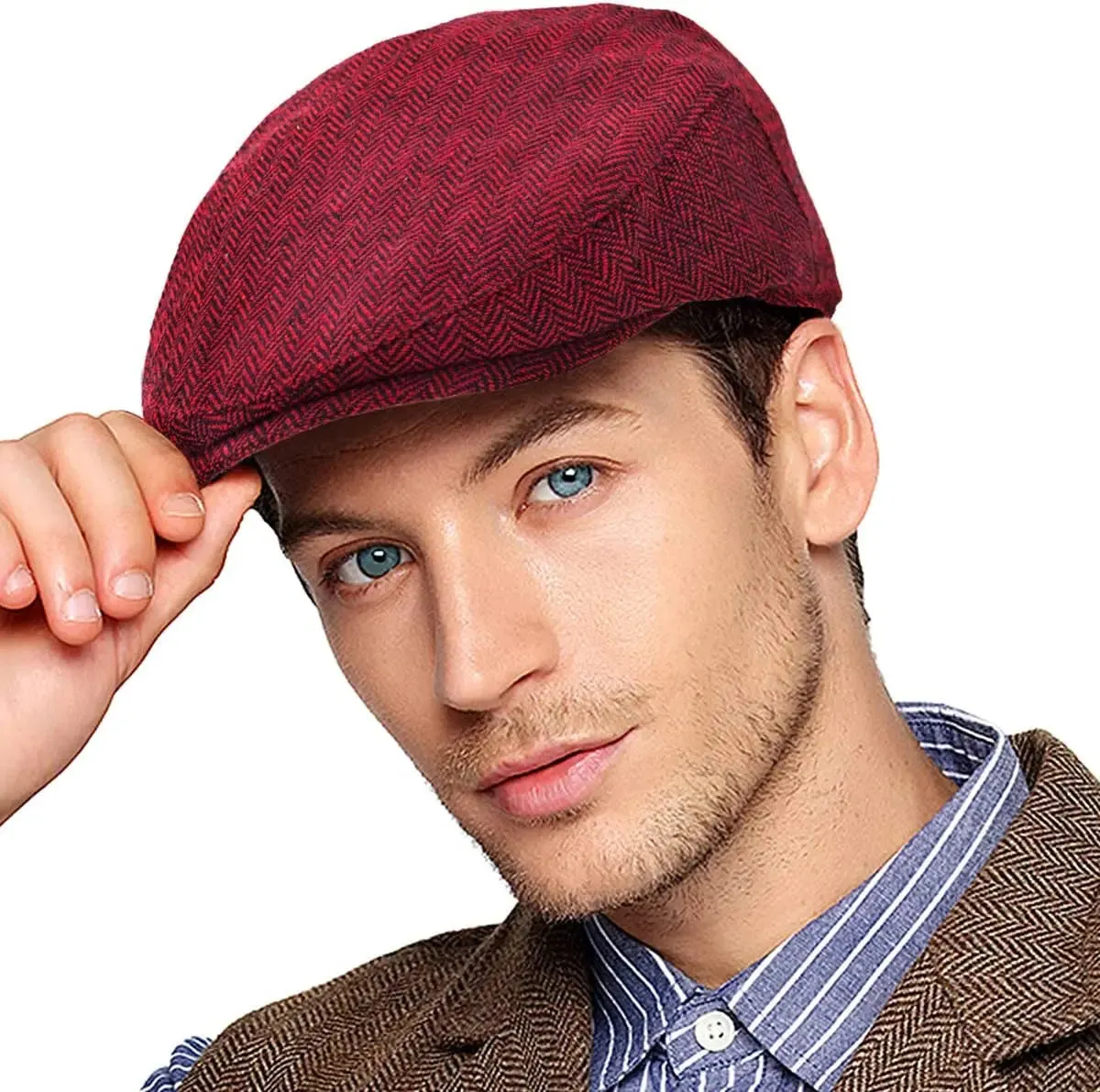 Men's Herringbone Flat Ivy Newsboy Cap