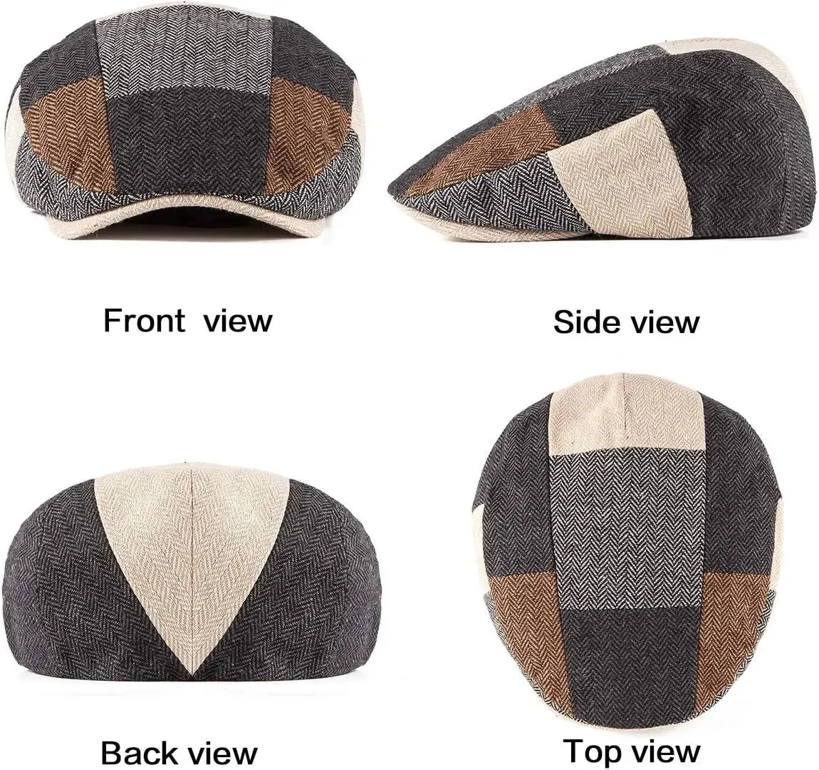 Men's Herringbone Flat Ivy Newsboy Cap