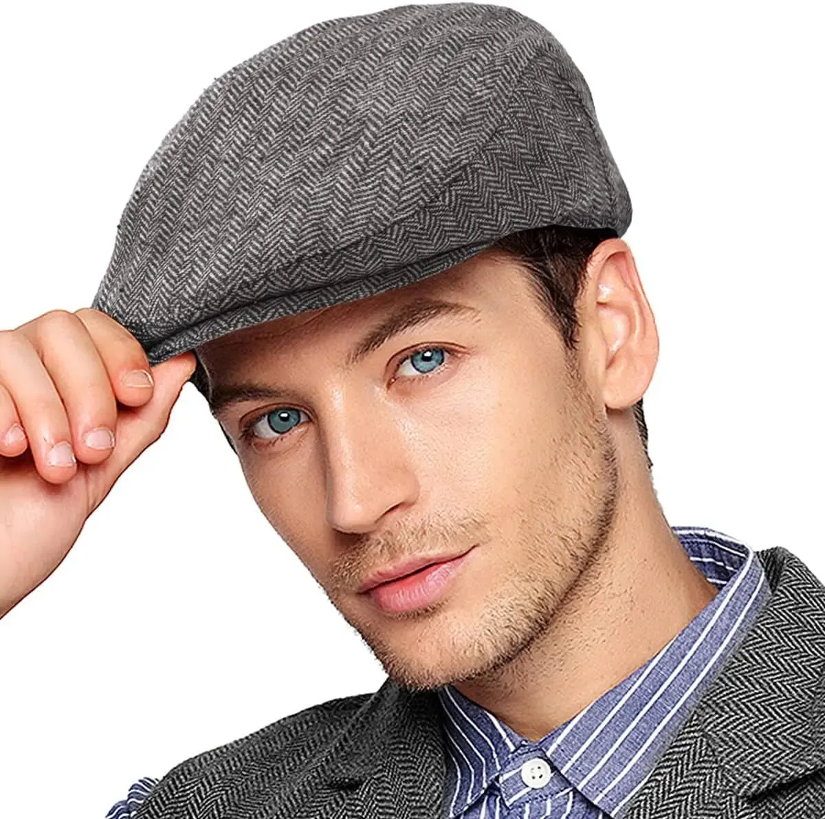Men's Herringbone Flat Ivy Newsboy Cap