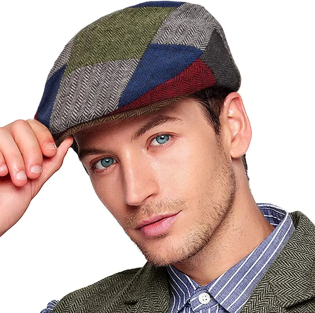 Men's Herringbone Flat Ivy Newsboy Cap