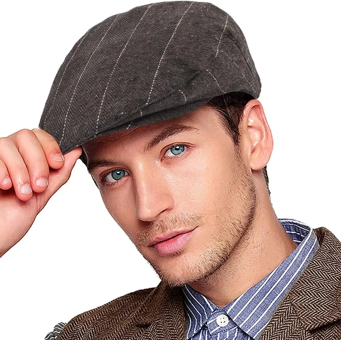 Men's Herringbone Flat Ivy Newsboy Cap