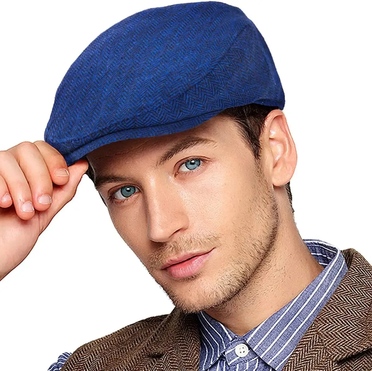 Men's Herringbone Flat Ivy Newsboy Cap