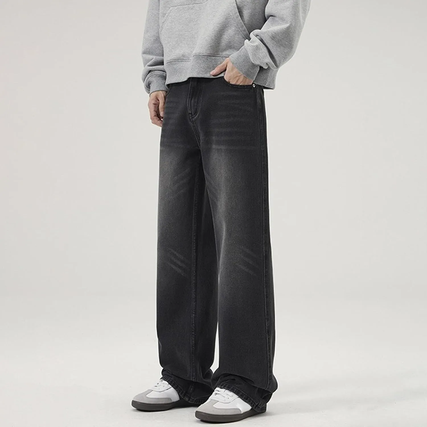 Men's Hip Hop Skater Jeans Loose Fit Wide Leg Denim Pants Stylish Y2K Vintage Streetwear Carpenter Trousers