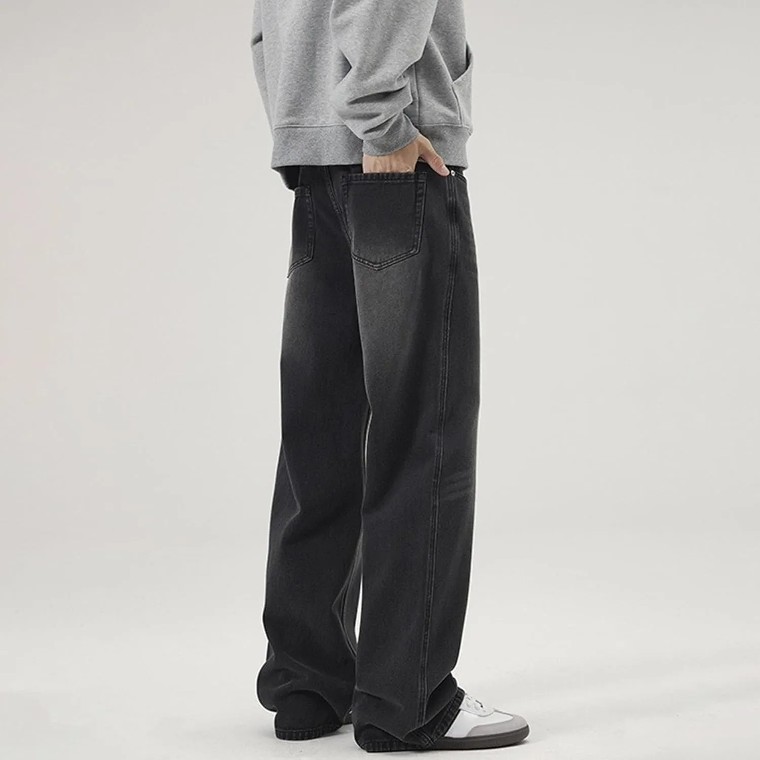 Men's Hip Hop Skater Jeans Loose Fit Wide Leg Denim Pants Stylish Y2K Vintage Streetwear Carpenter Trousers