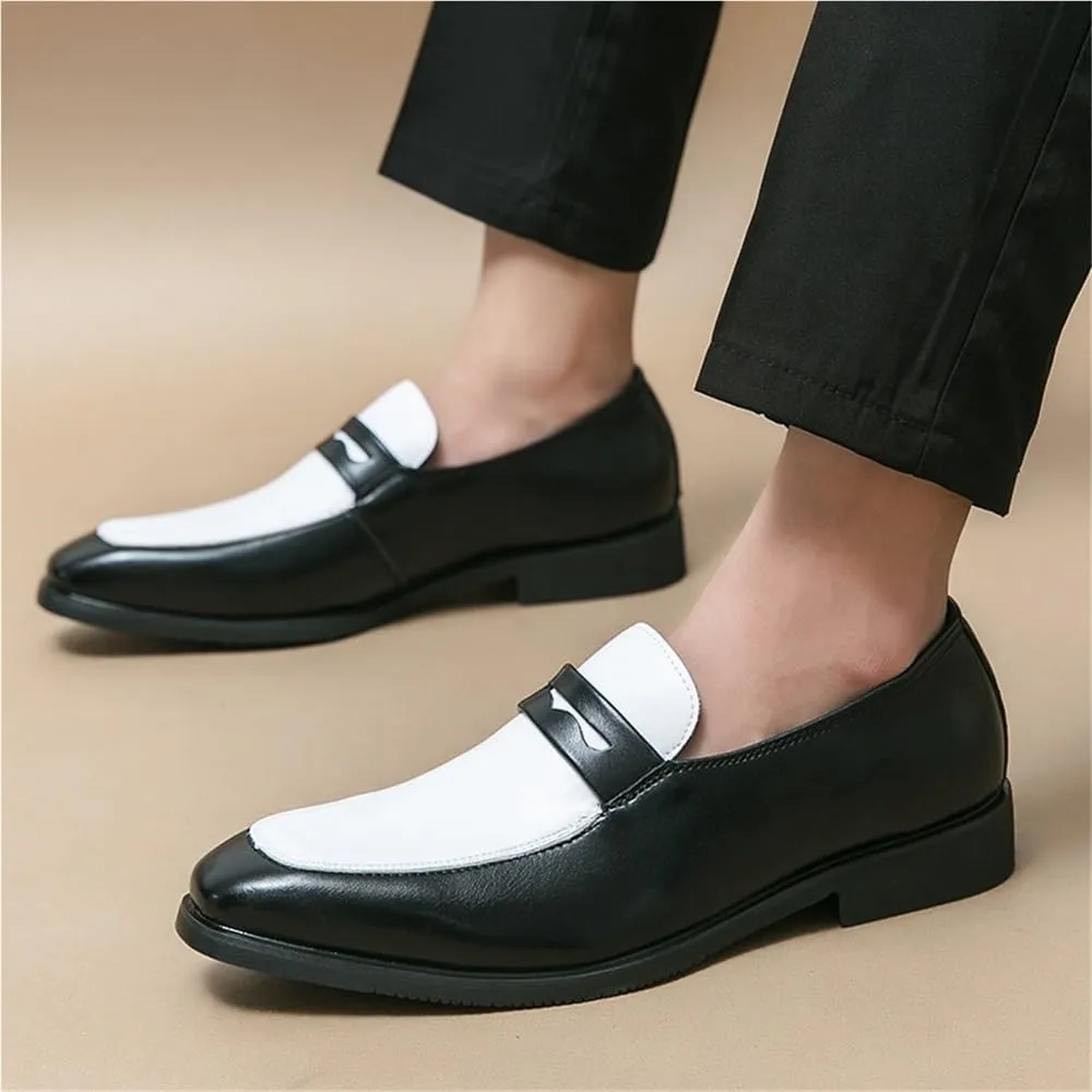 Mens Leather Loafers Pointed Toe Casual Shoes Low Heel Slip On Comfortable Driving Moccasins
