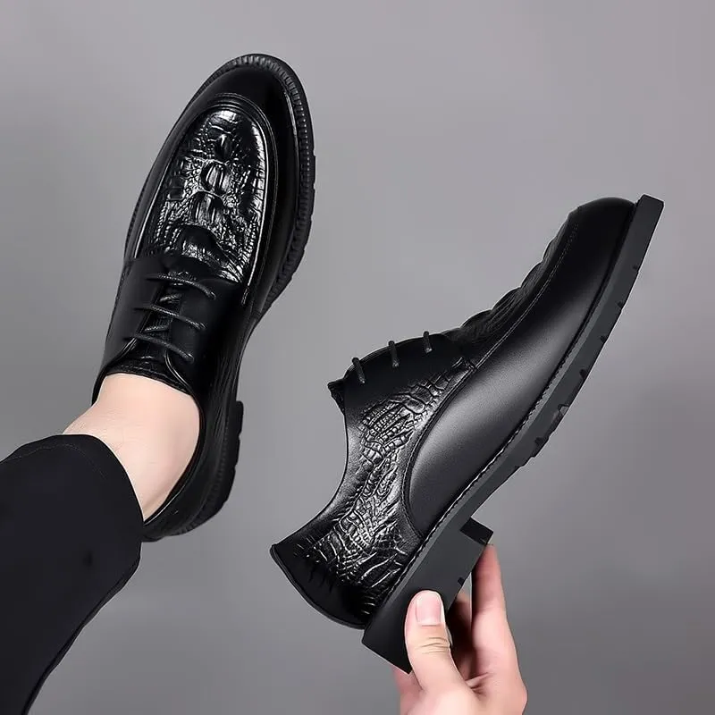 Men's Loafers Comfortable Walking Slip On Lightweight Breathable Lace Up Shoes Lightweight Comfortable Thick-Soled Formal Shoes