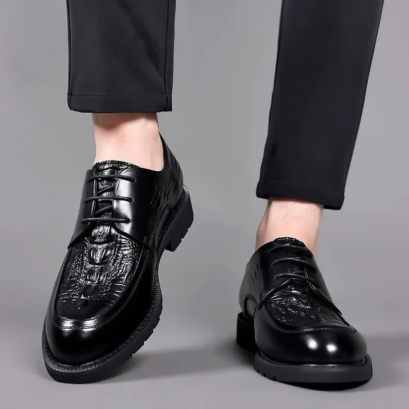 Men's Loafers Comfortable Walking Slip On Lightweight Breathable Lace Up Shoes Lightweight Comfortable Thick-Soled Formal Shoes