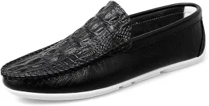 Men's Loafers Round Toe Crocodile Print Vegan Leather Anti-Slip Slip Resistant Comfortable Outdoor Classic Slip-on