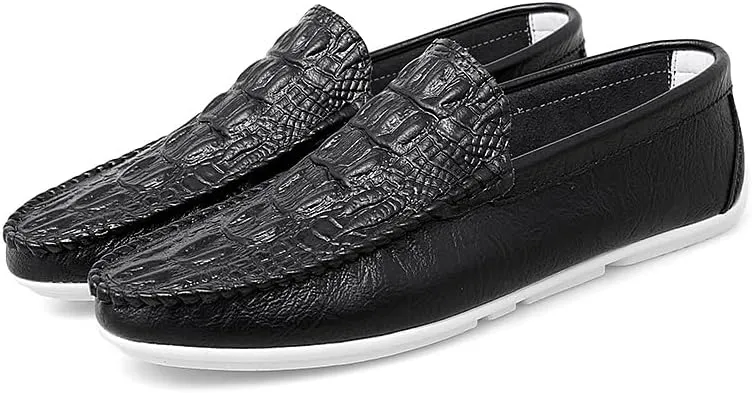 Men's Loafers Round Toe Crocodile Print Vegan Leather Anti-Slip Slip Resistant Comfortable Outdoor Classic Slip-on