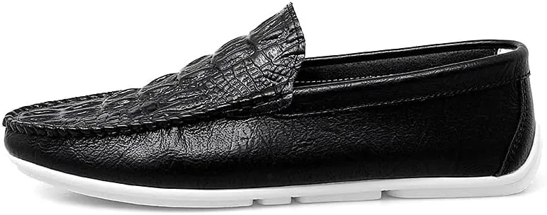 Men's Loafers Round Toe Crocodile Print Vegan Leather Anti-Slip Slip Resistant Comfortable Outdoor Classic Slip-on