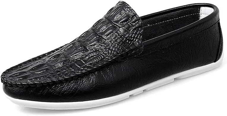 Men's Loafers Round Toe Crocodile Print Vegan Leather Anti-Slip Slip Resistant Comfortable Outdoor Classic Slip-on