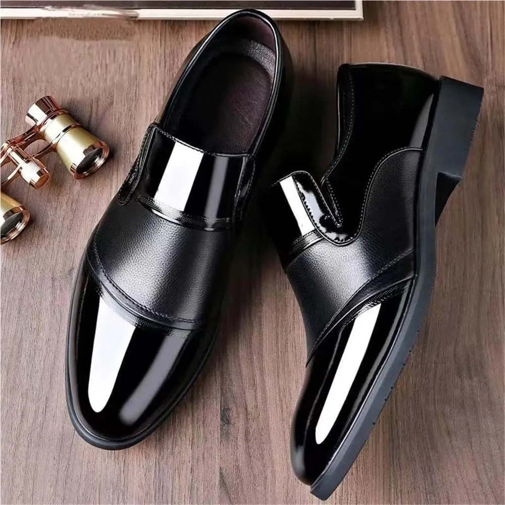 Mens Slip On Dress Shoes Leather Cap Toe Oxfords Business Casual Formal Wedding Prom Tuxedo Classic Comfortable