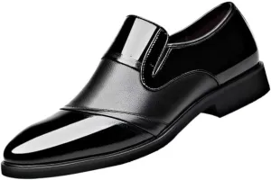 Mens Slip On Dress Shoes Leather Cap Toe Oxfords Business Casual Formal Wedding Prom Tuxedo Classic Comfortable