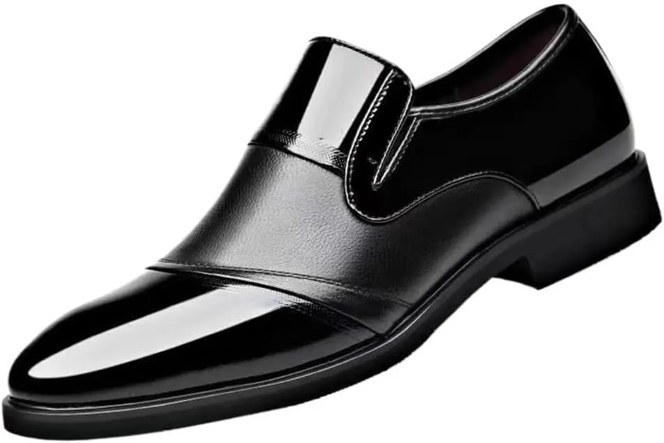 Mens Slip On Dress Shoes Leather Cap Toe Oxfords Business Casual Formal Wedding Prom Tuxedo Classic Comfortable