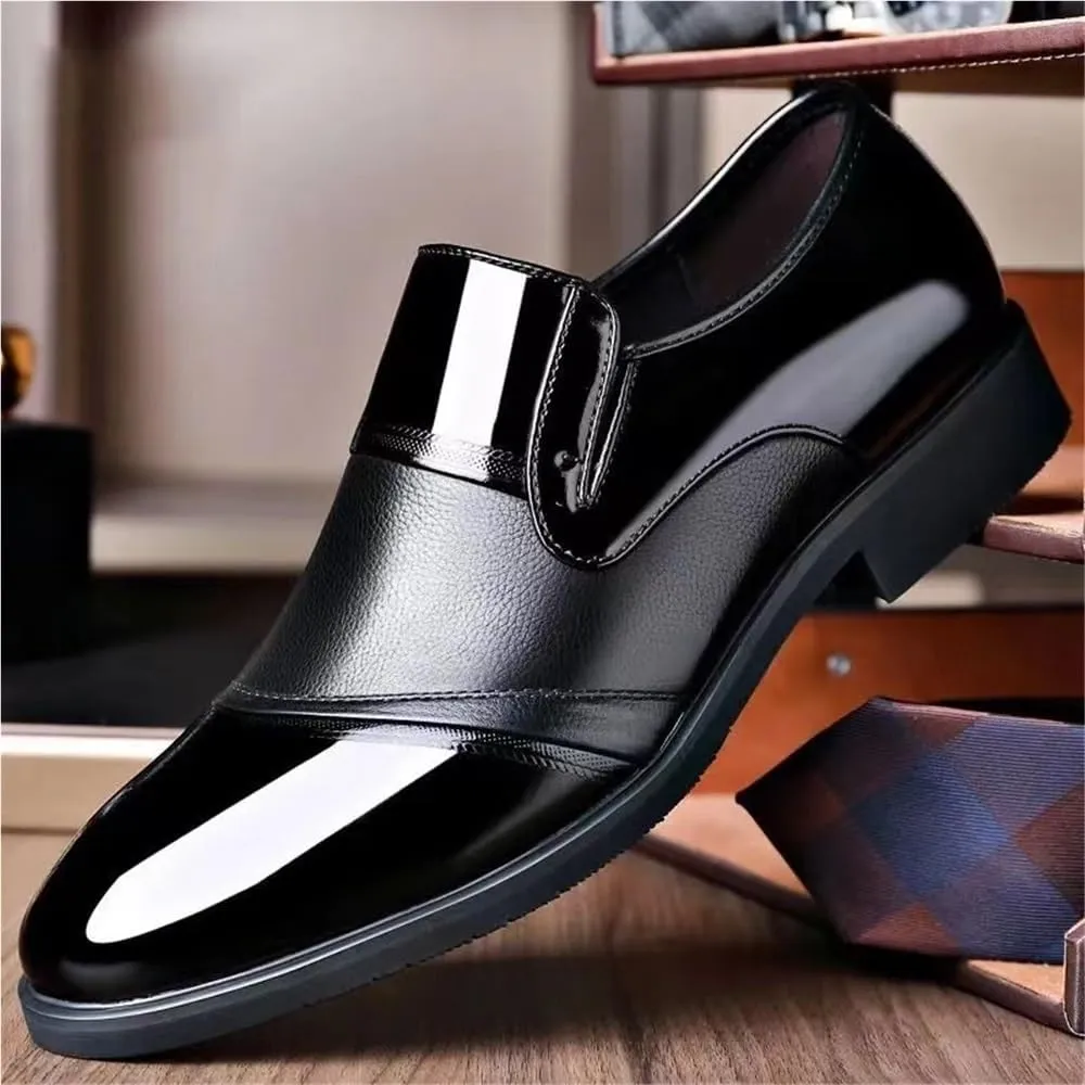 Mens Slip On Dress Shoes Leather Cap Toe Oxfords Business Casual Formal Wedding Prom Tuxedo Classic Comfortable