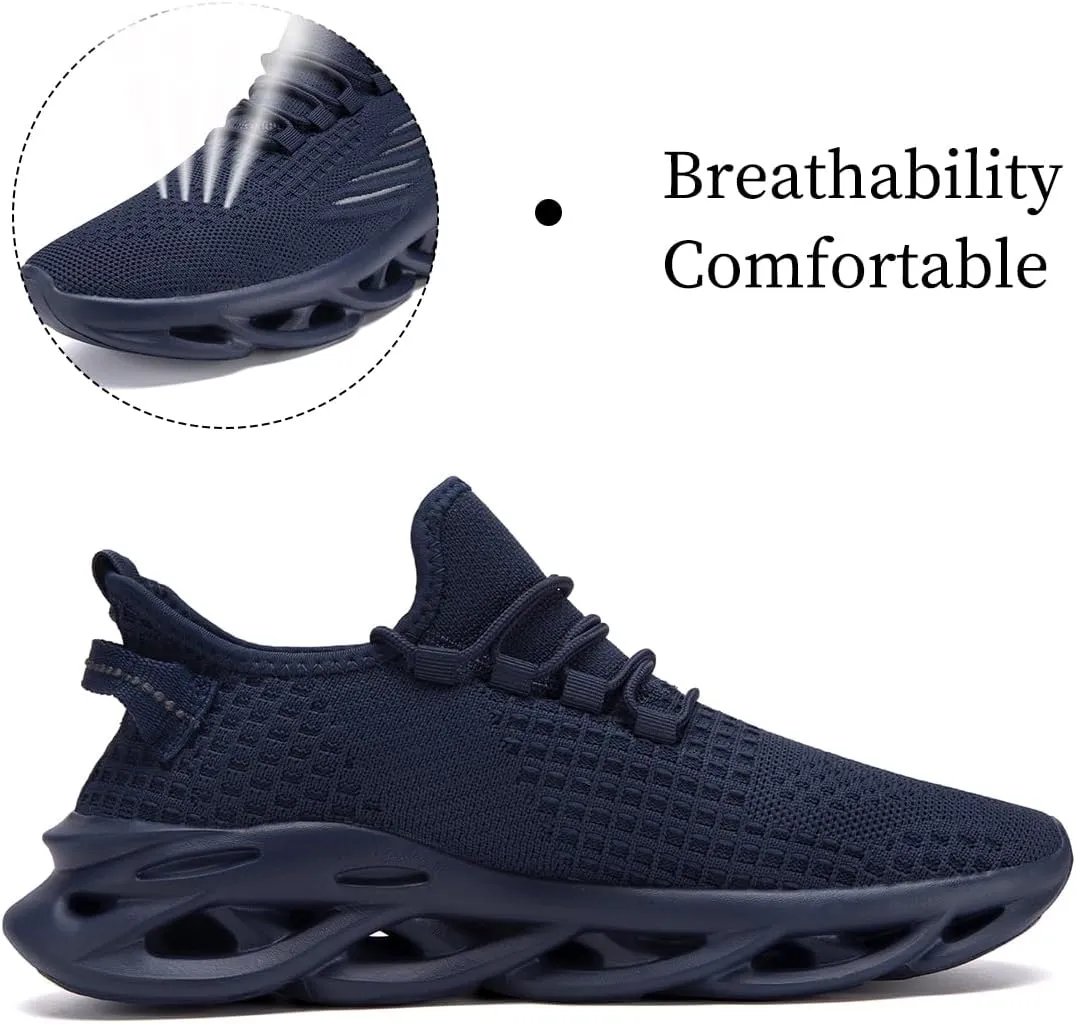 Mens Slip On Running Shoes Athletic Walking Trainers Non Slip Lightweight Breathable Mesh Tennis Comfortable Fashion Sneakers