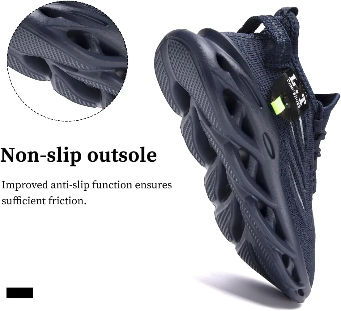Mens Slip On Running Shoes Athletic Walking Trainers Non Slip Lightweight Breathable Mesh Tennis Comfortable Fashion Sneakers