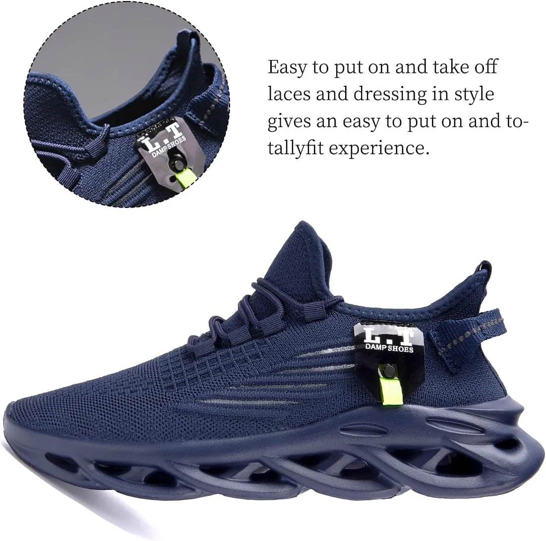 Mens Slip On Running Shoes Athletic Walking Trainers Non Slip Lightweight Breathable Mesh Tennis Comfortable Fashion Sneakers