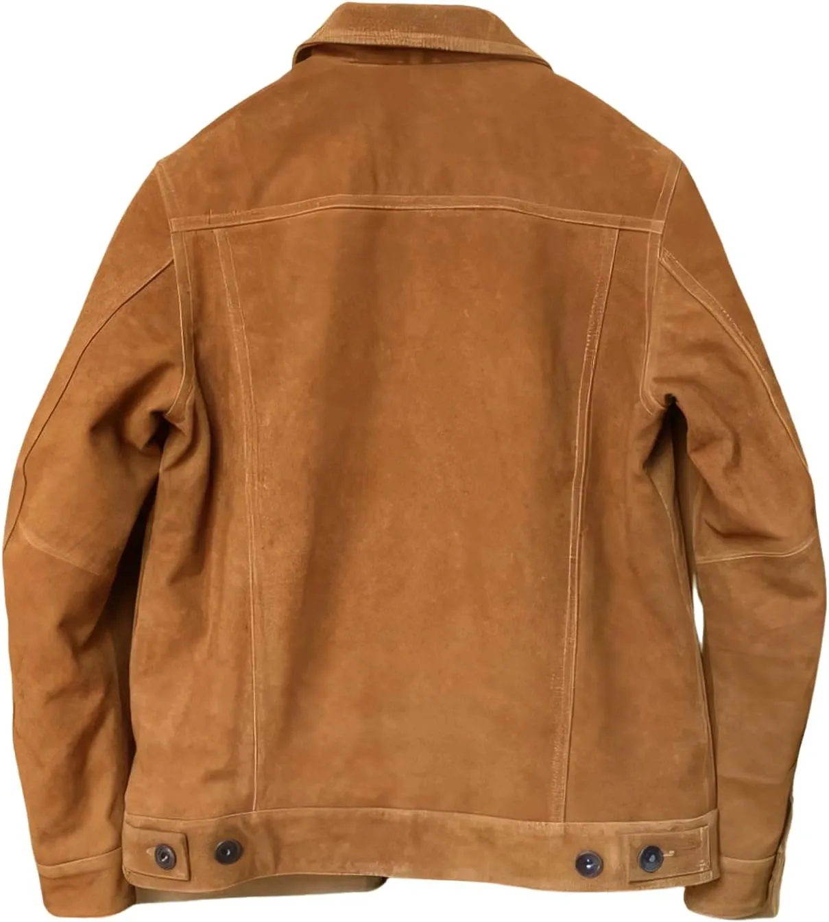 Men's Tan Brown Genuine Suede Classic Shirt Collar Third Generation Cowboy Native American Vintage Leather Jacket
