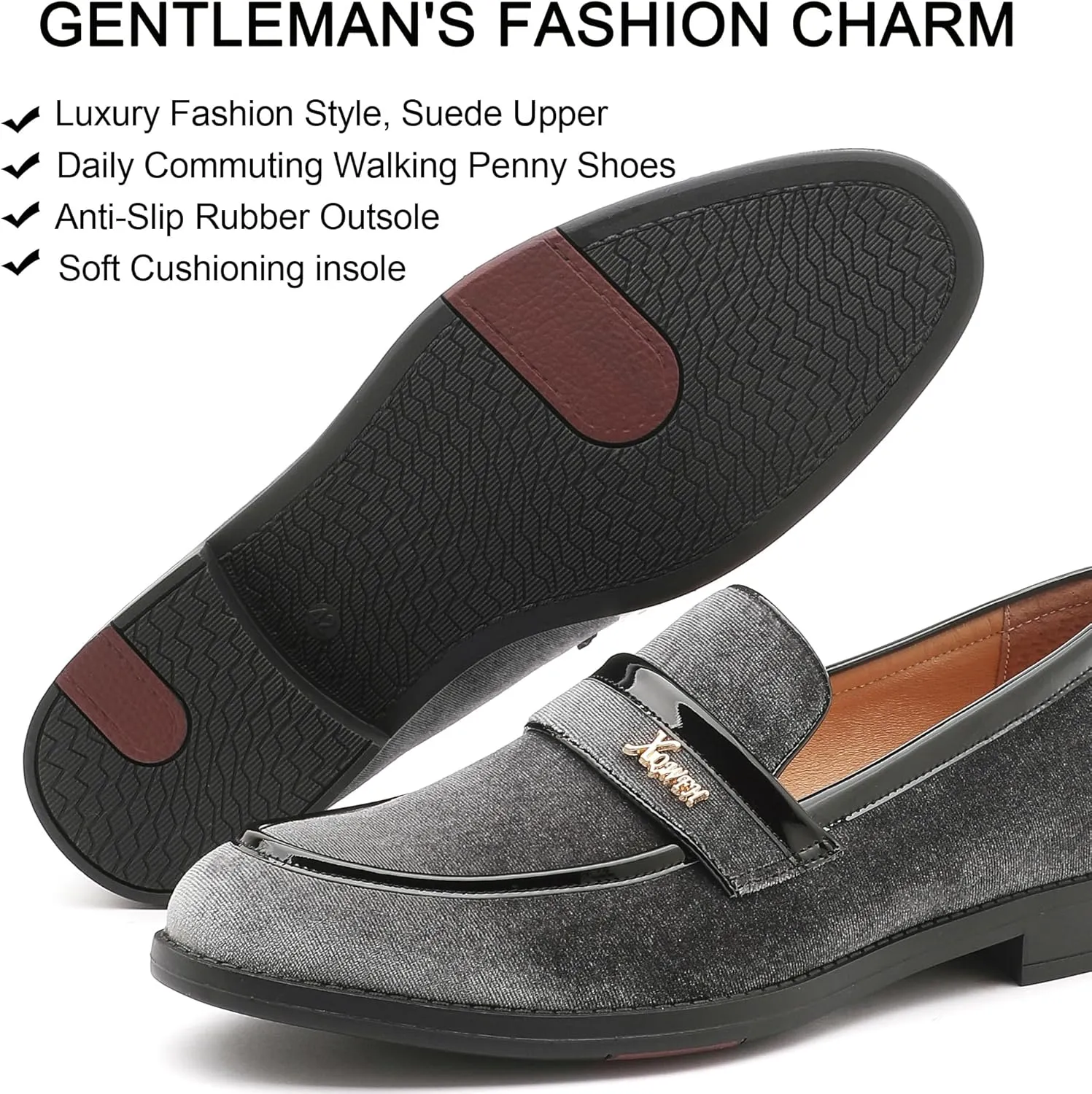 Mens Velvet Loafers, Men's Fashion Mens Dress Shoes Classic Loafers for Wedding Party Penny Dancing,Slip-On Flats Smoking Slippers Prom