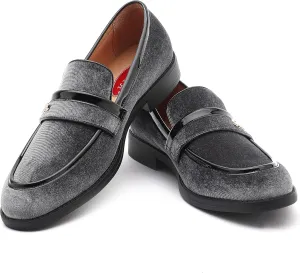 Mens Velvet Loafers, Men's Fashion Mens Dress Shoes Classic Loafers for Wedding Party Penny Dancing,Slip-On Flats Smoking Slippers Prom